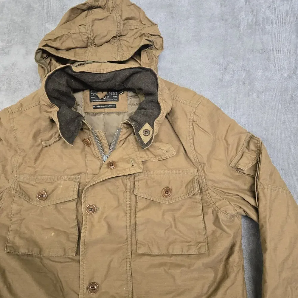 J. Crew NX-631 M65 Military / Mechanic Field Jacket MENS M Hooded Khaki Brown